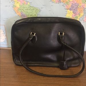 Furla black tote briefcase with zip.